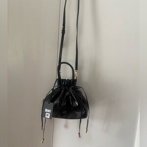 DKNY patent leather drawstring purse